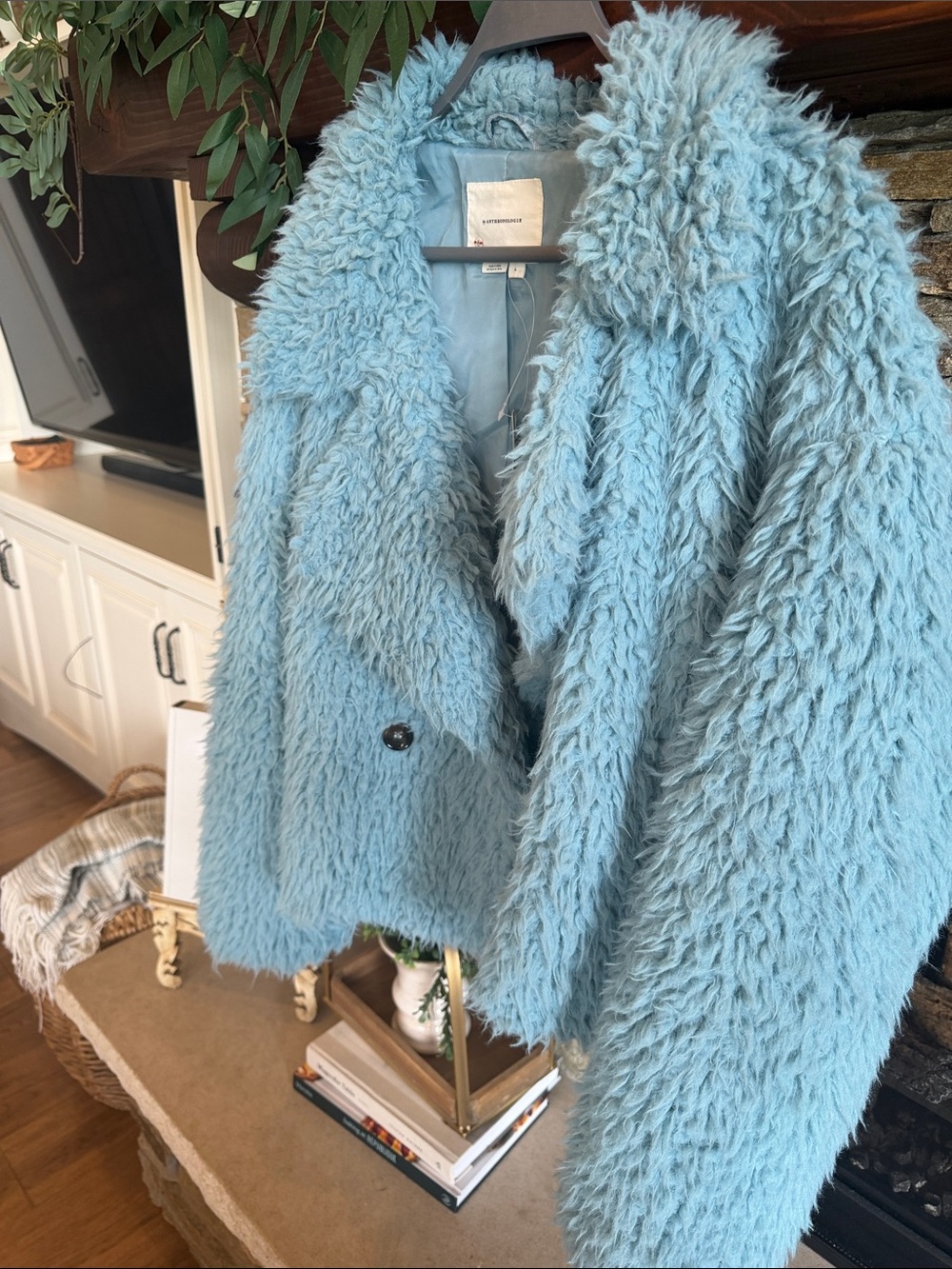 Anthropology NWT Light Blue Faux SHERPA Jacket - Women - Picture 4 of 7